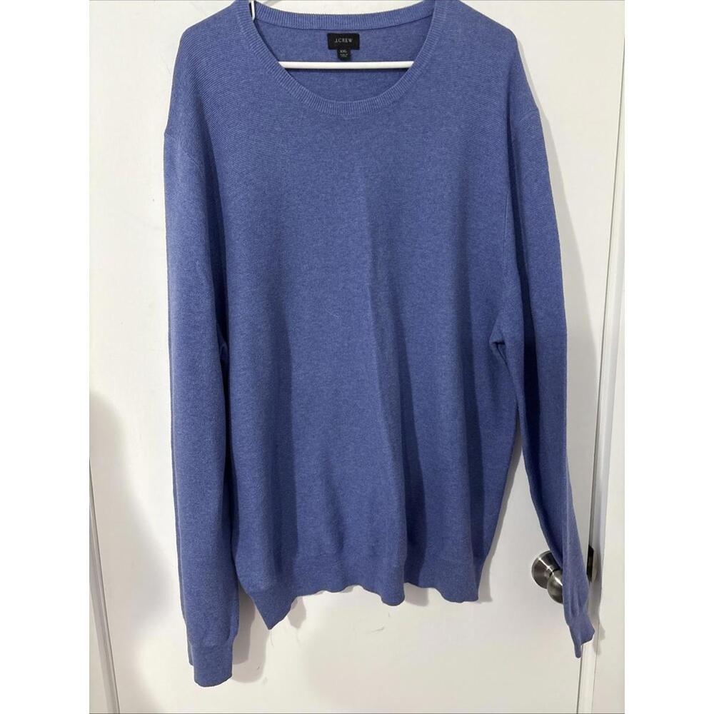 Sz 2XL J Crew Sweater Men's Blue Crew Neck Long Sleeve Cotton  Preppy‎ Sweater